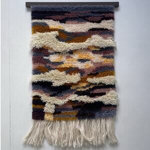 Vintage 60s 70s Psychedelic Latch Hook Carpet Tapestry Wall Hanging / Boho Retro